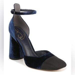 Sam Edelman Women's Cristine Cap-Toe Two-Piece Pumps Blue Velvet Black